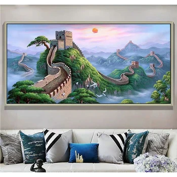 5D DIY יהלום ציור קיר גדול של סין יהלום פסיפס תפר צלב מרובע/עגול היהלום הביתה לחדר האורחים עיצוב תמונה