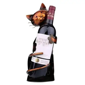 לעמוד חתול יין בעל אספנות שולחן עיצוב היינות חתול חמוד פסלון בקבוק יין שומר על תצוגה ואחסון